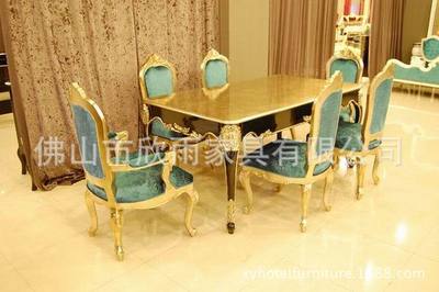 欣雨家具 匠心打造雕花贴金箔实木餐桌椅，点亮酒店与豪宅空间